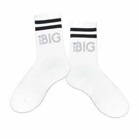 Phi Sigma Sigma Sorority Socks for your Big and Little with Greek Letters on Striped Cotton Crew Socks