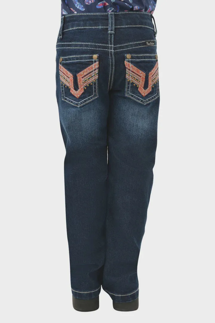 Pure Western Girls Aztec Bootcut Jean - Darkest Night