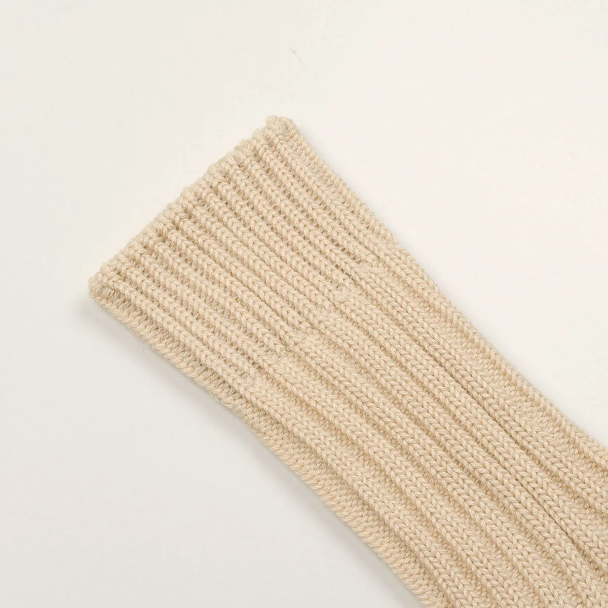 RoToTo - Chunky Ribbed Crew Socks - Raw Beige / Dark Blue