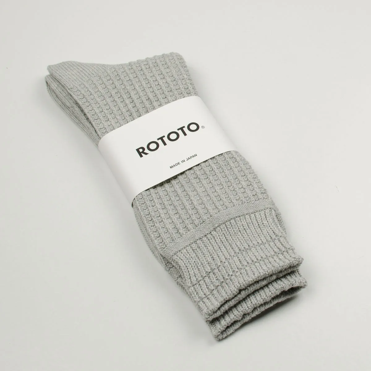 RoToTo - Cotton Waffle Crew Socks - Medium Gray