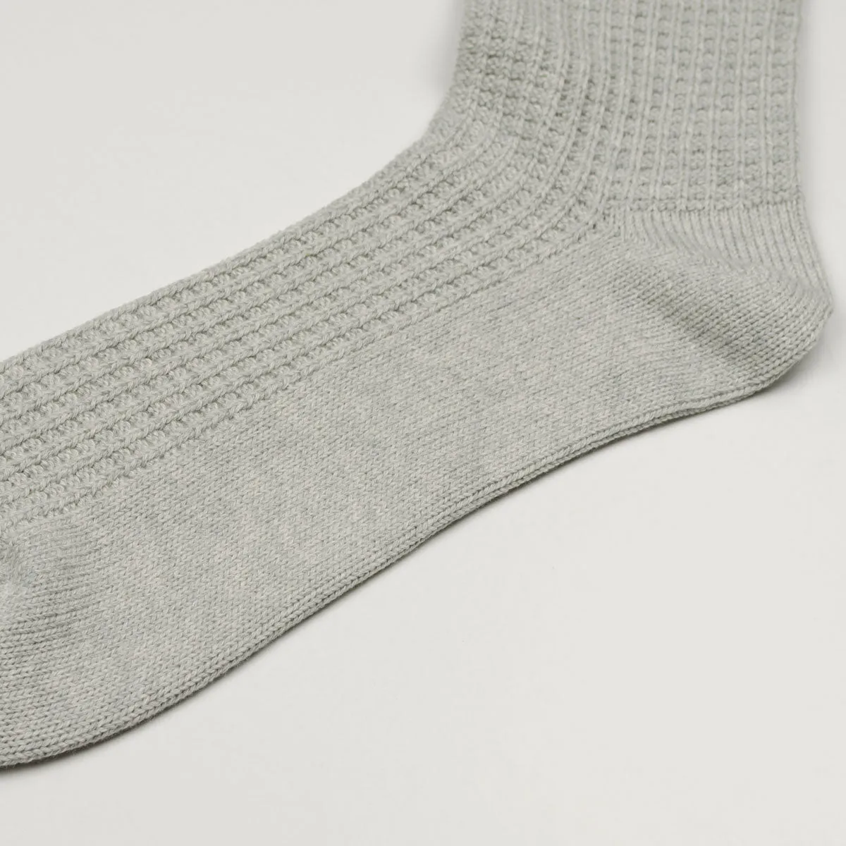 RoToTo - Cotton Waffle Crew Socks - Medium Gray