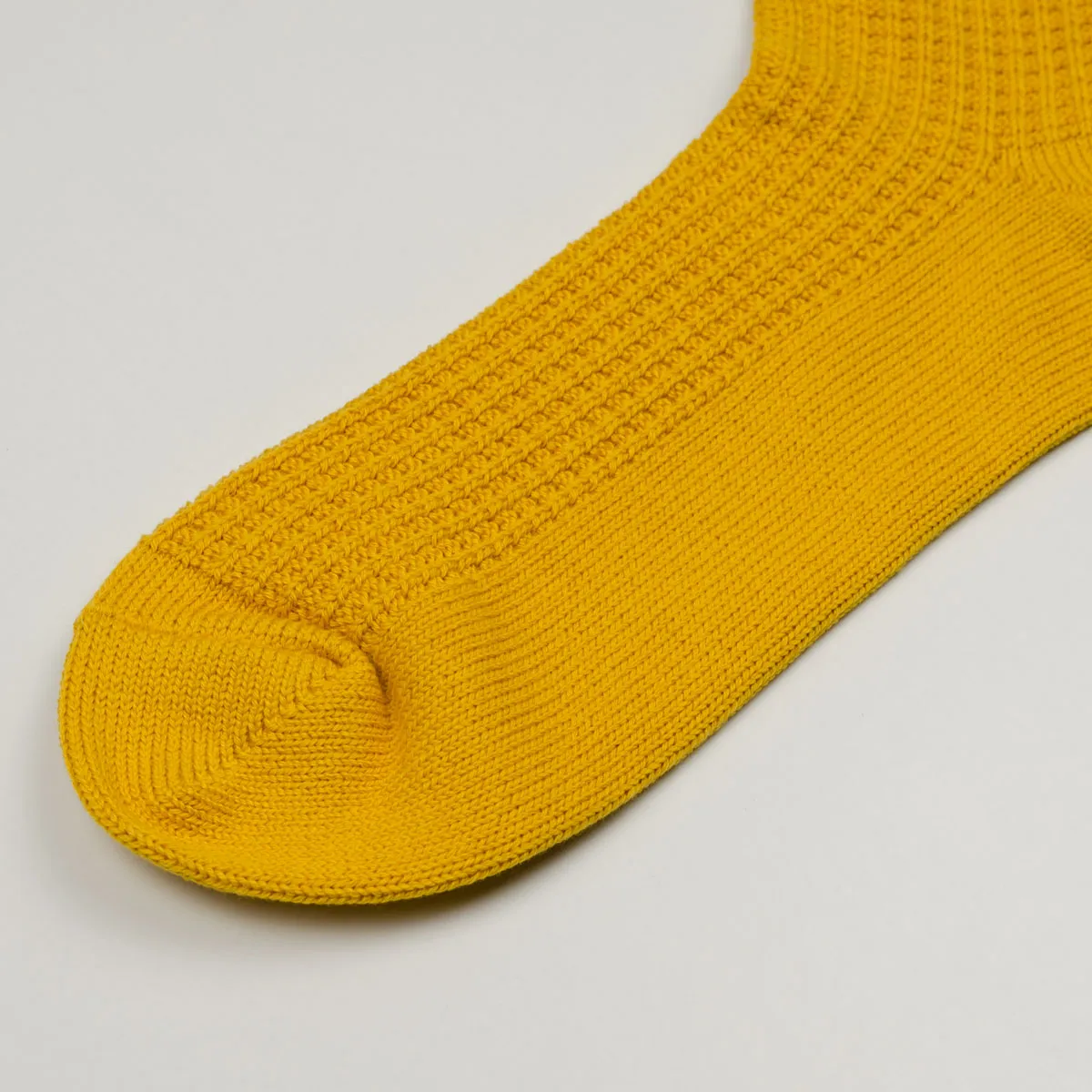 RoToTo - Cotton Waffle Crew Socks - Mustard