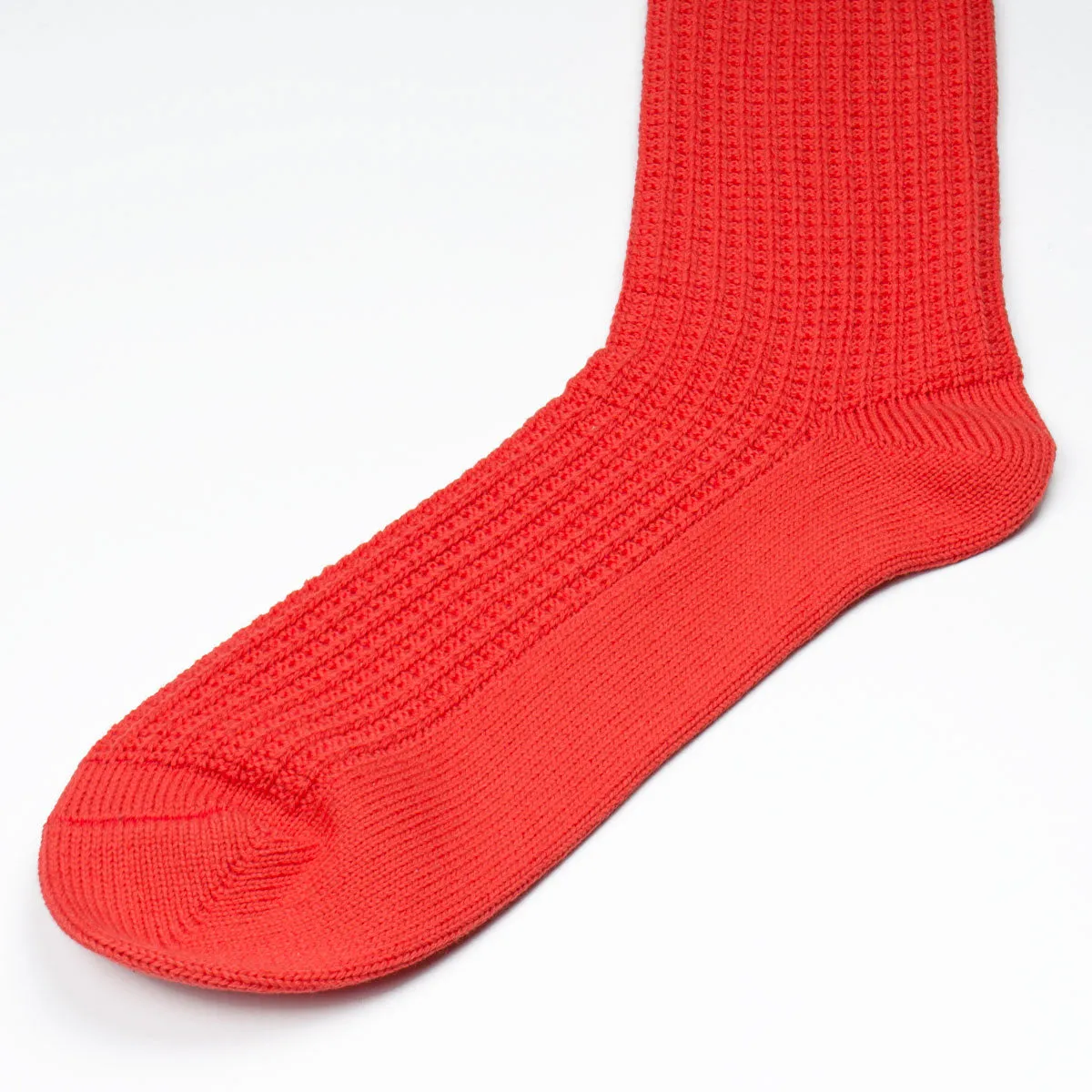 RoToTo - Cotton Waffle Crew Socks - Poppy Red