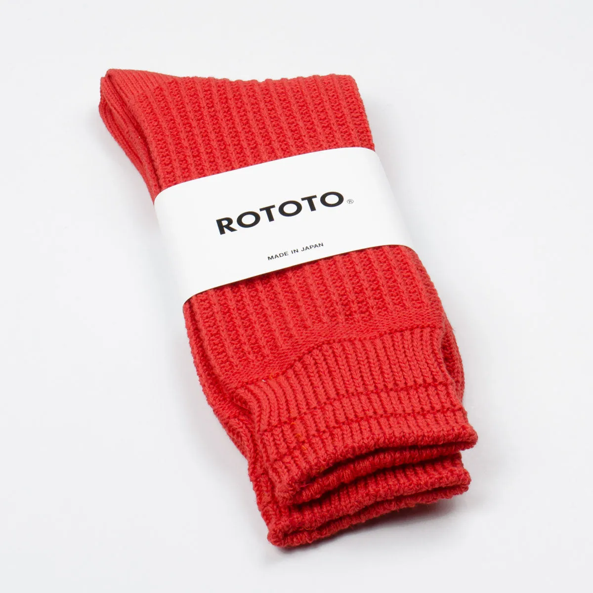 RoToTo - Cotton Waffle Crew Socks - Poppy Red