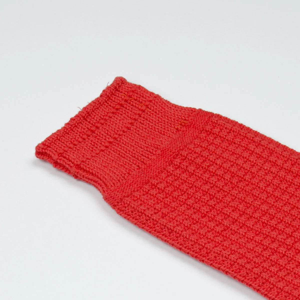 RoToTo - Cotton Waffle Crew Socks - Poppy Red