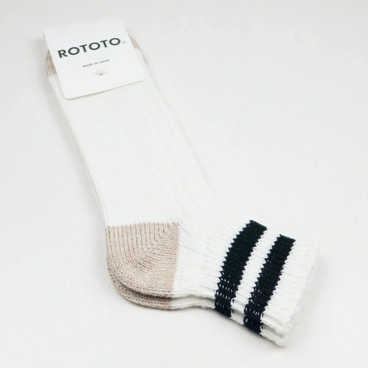 RoToTo - O.S. Ribbed Ankle Socks - White / Black