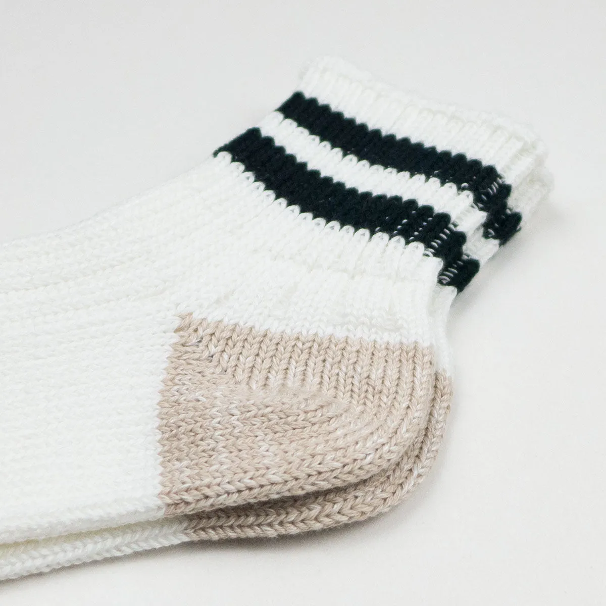 RoToTo - O.S. Ribbed Ankle Socks - White / Black