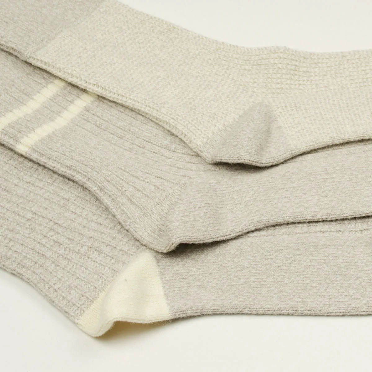 RoToTo - Recycled Cotton/Wool 3-Pack Socks - Gray / Off White