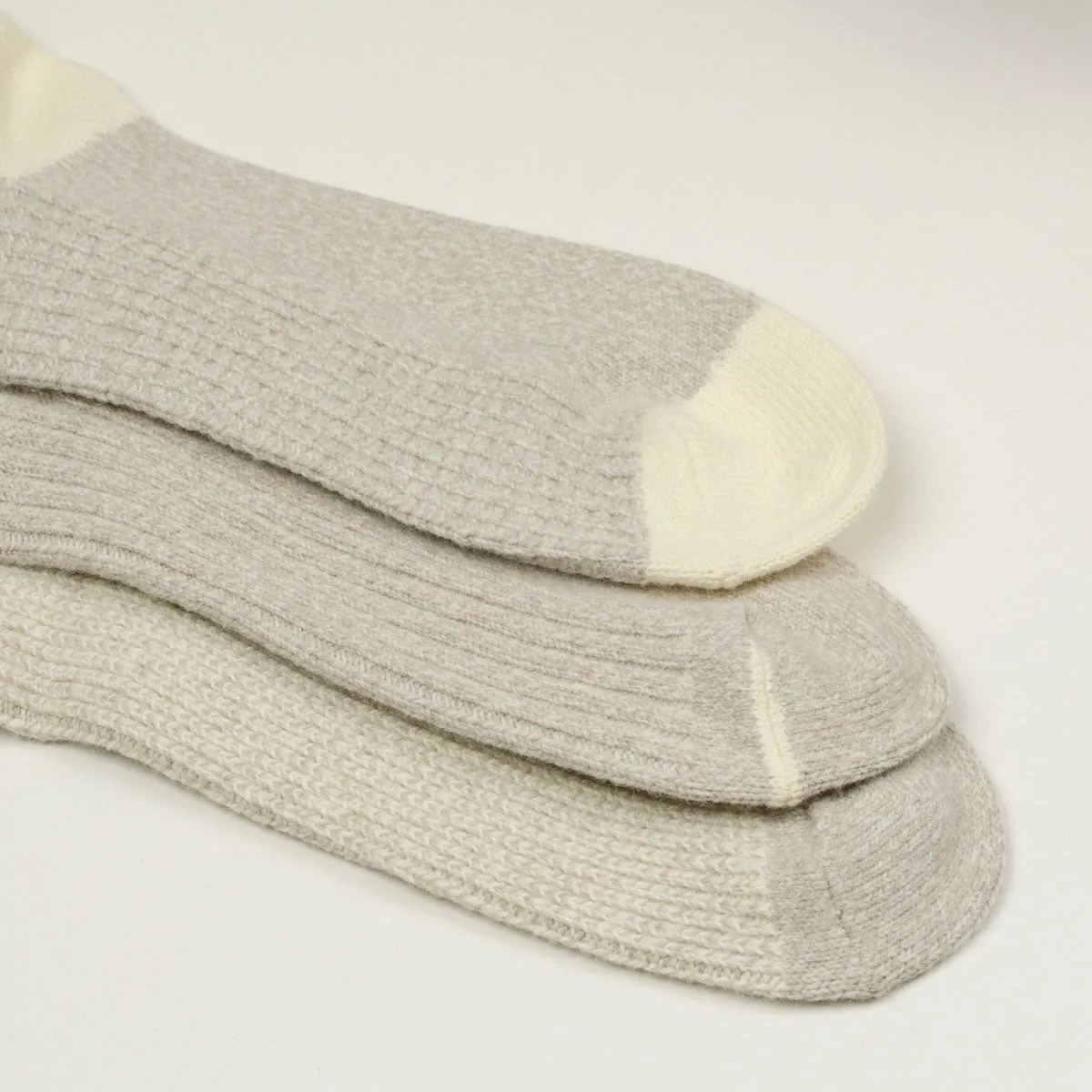 RoToTo - Recycled Cotton/Wool 3-Pack Socks - Gray / Off White