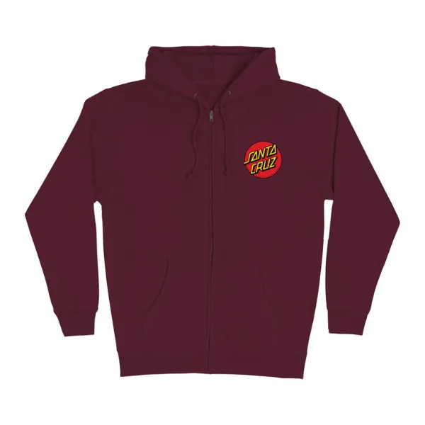 Santa Cruz Mens Classic Dot Zip Hoodie Sweatshirt - Maroon