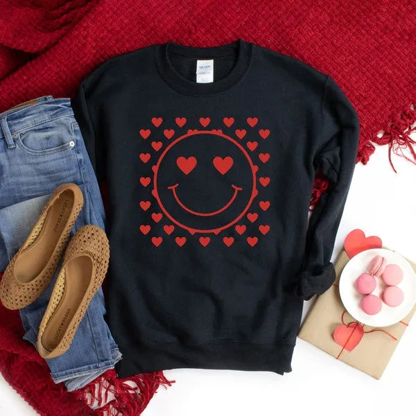 Smiley Face Hearts Sweatshirt