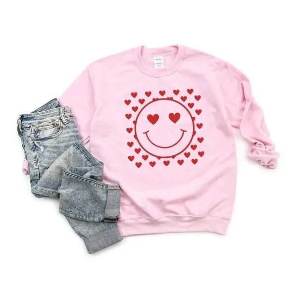 Smiley Face Hearts Sweatshirt