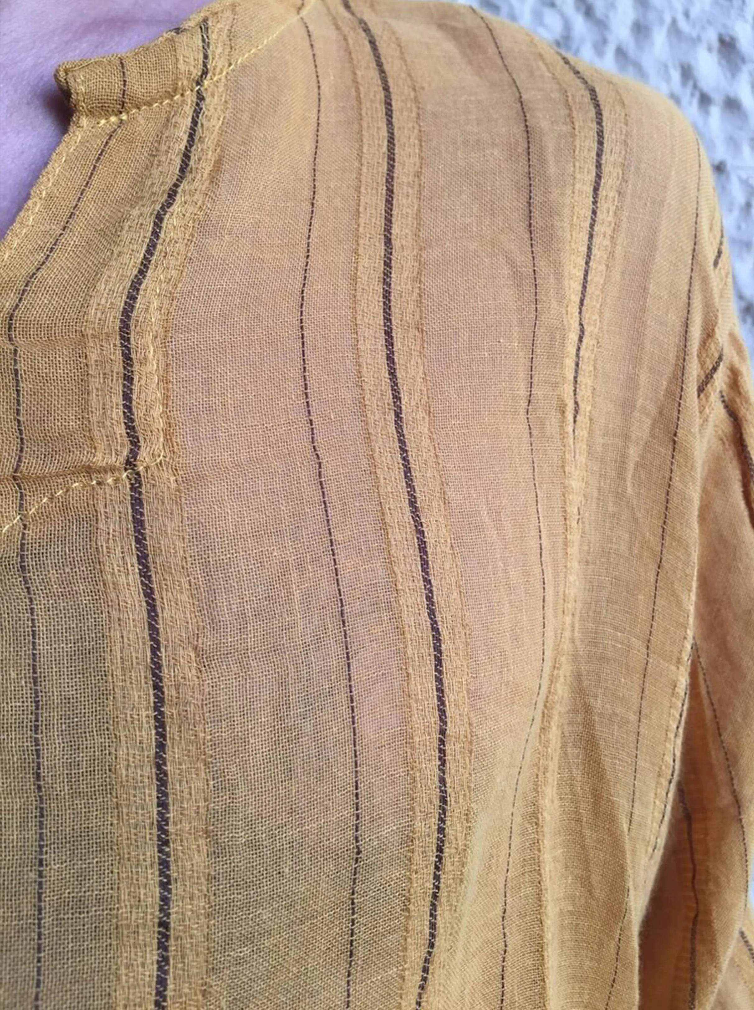 Striped Short Mustard Kurta