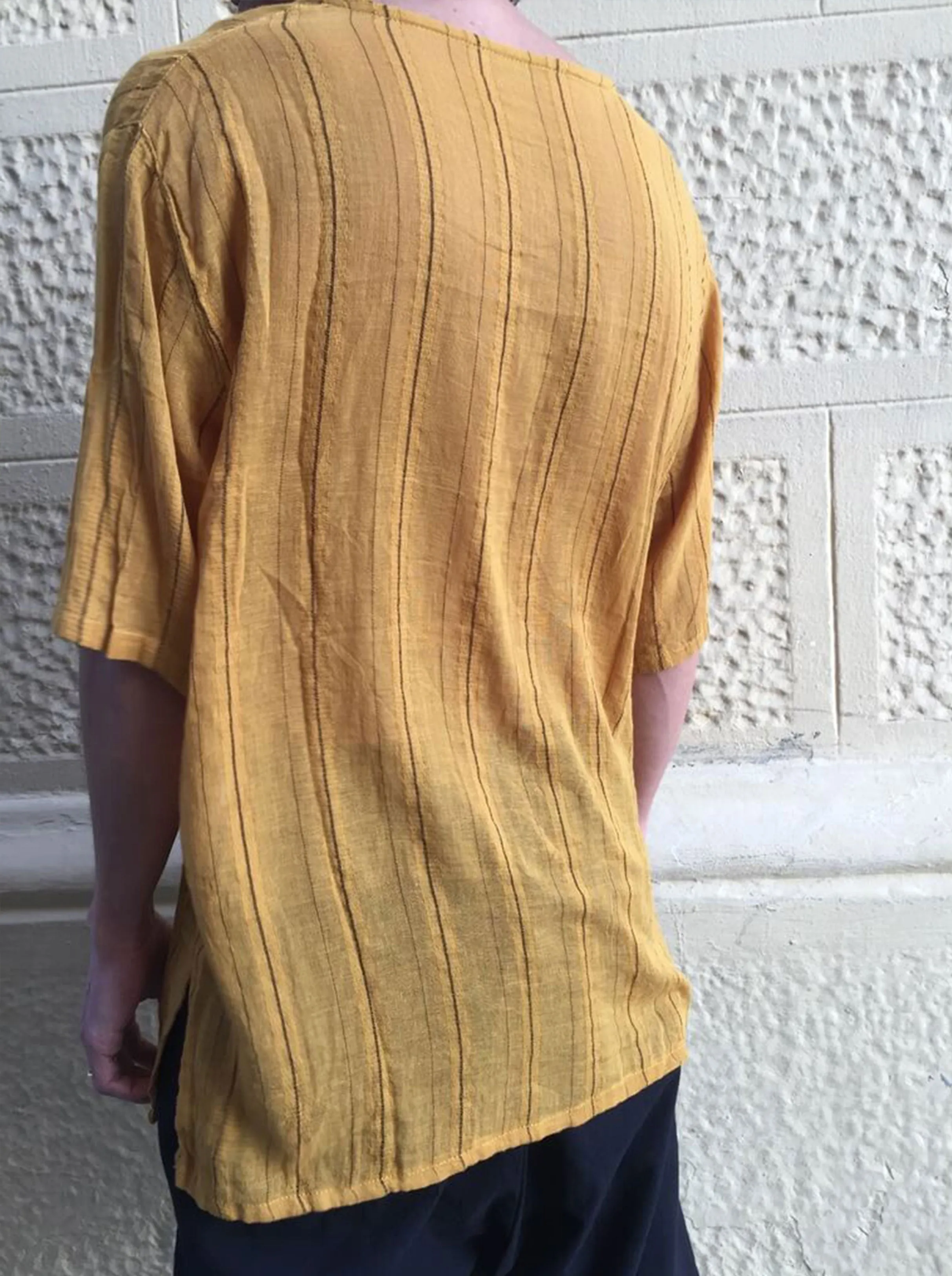 Striped Short Mustard Kurta