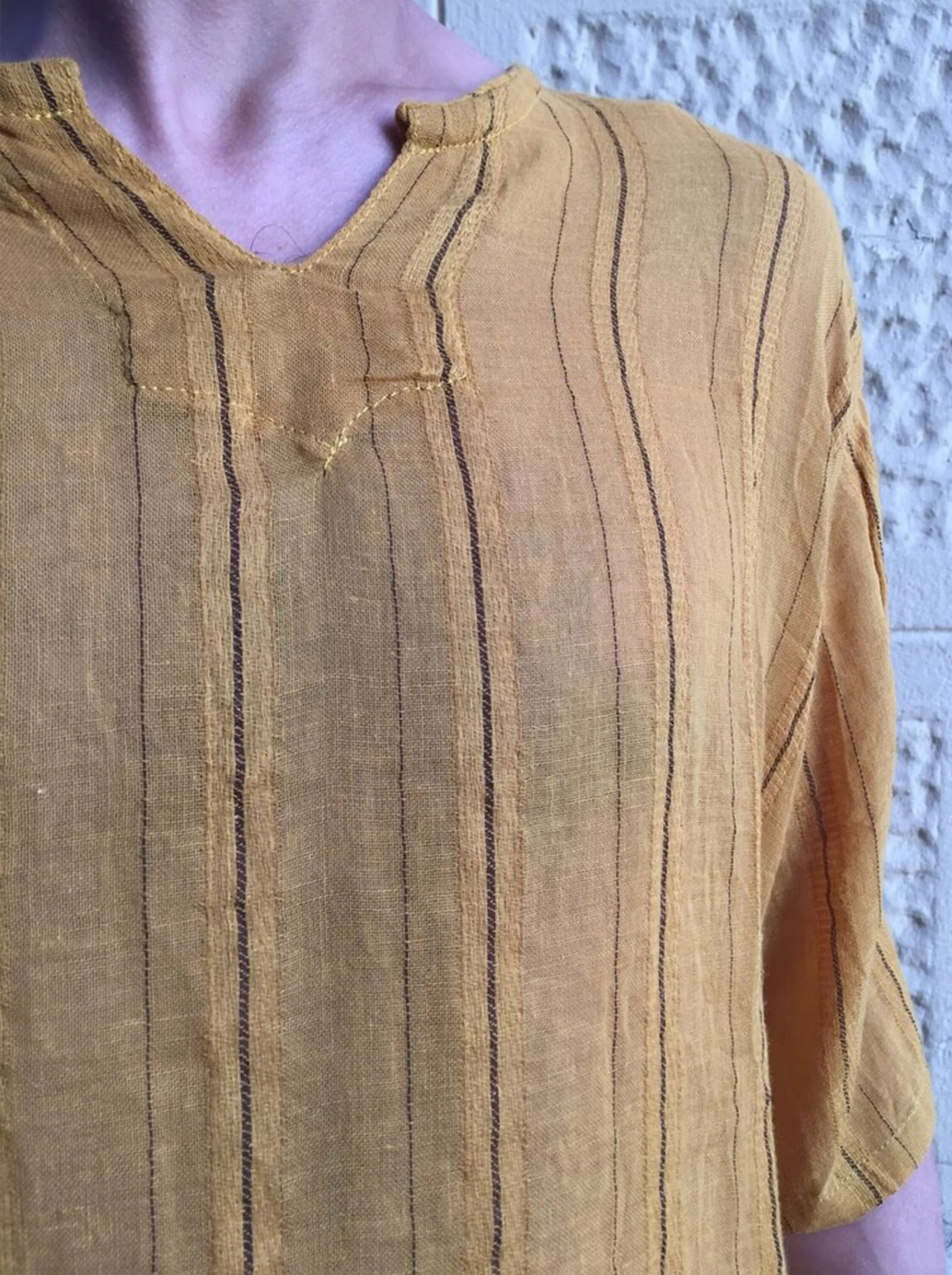 Striped Short Mustard Kurta