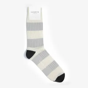 Striped Sock Cotton White/Light Grey