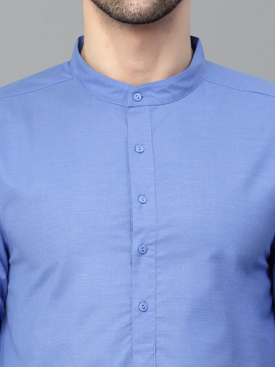 Style Quotient Mens Blue Solid Kurtas