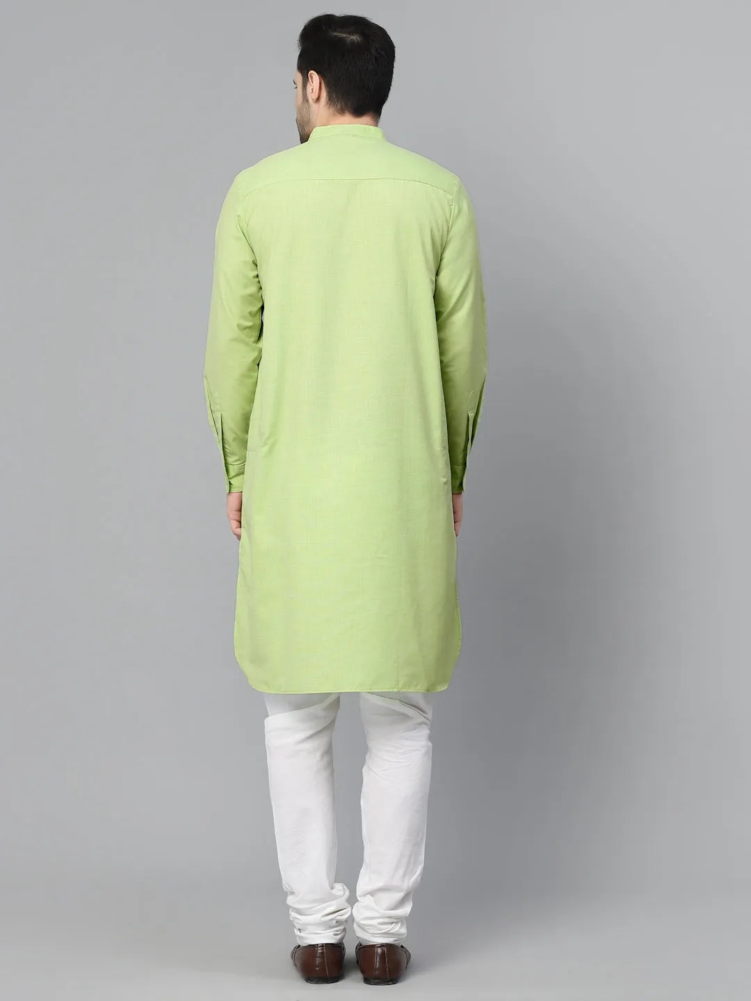 Style Quotient Mens Green Solid Kurtas