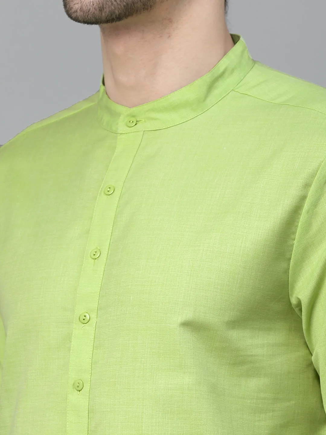 Style Quotient Mens Green Solid Kurtas