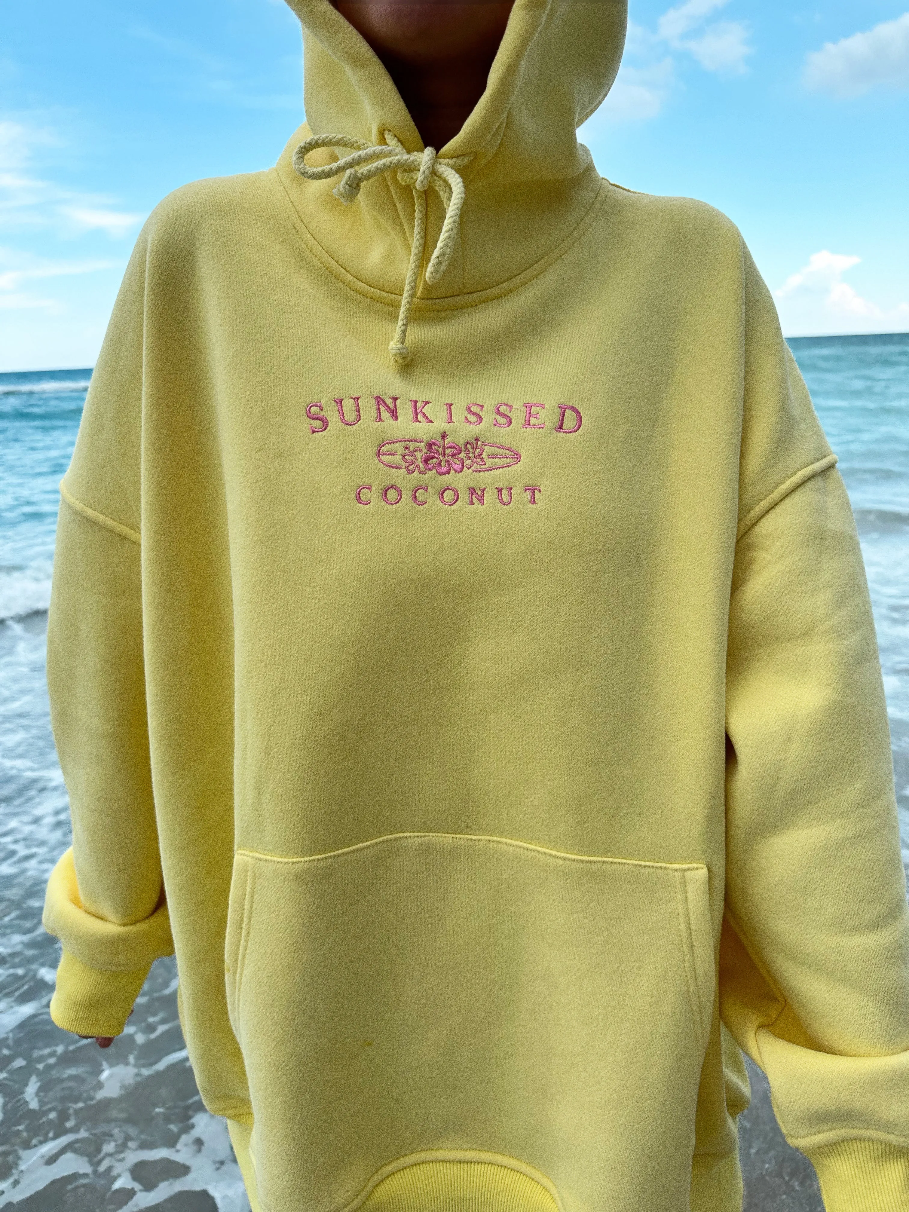 Sunkissedcoconut Embroider Yellow Hoodie