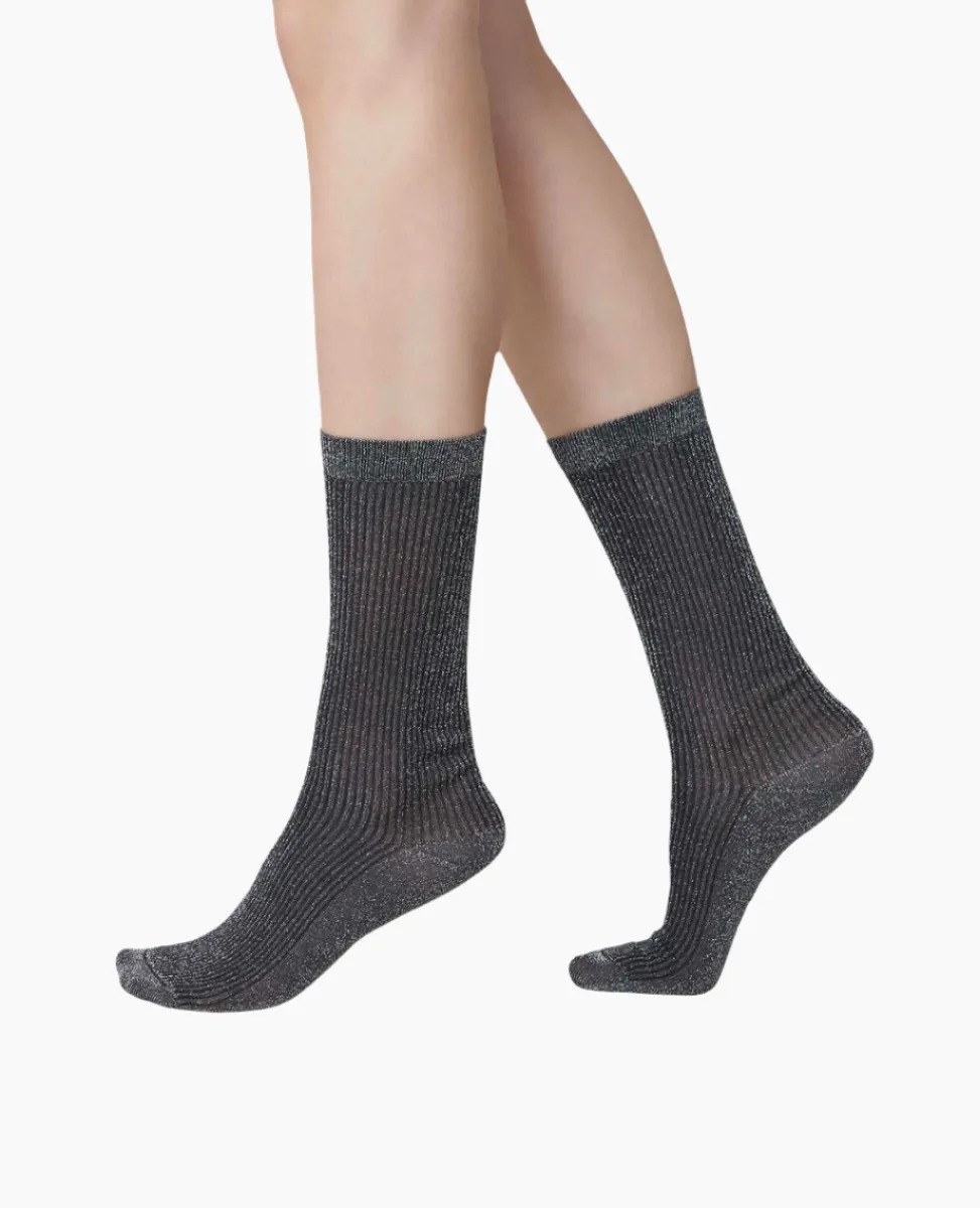 Swedish Stockings Magda Shimmery Socks Black