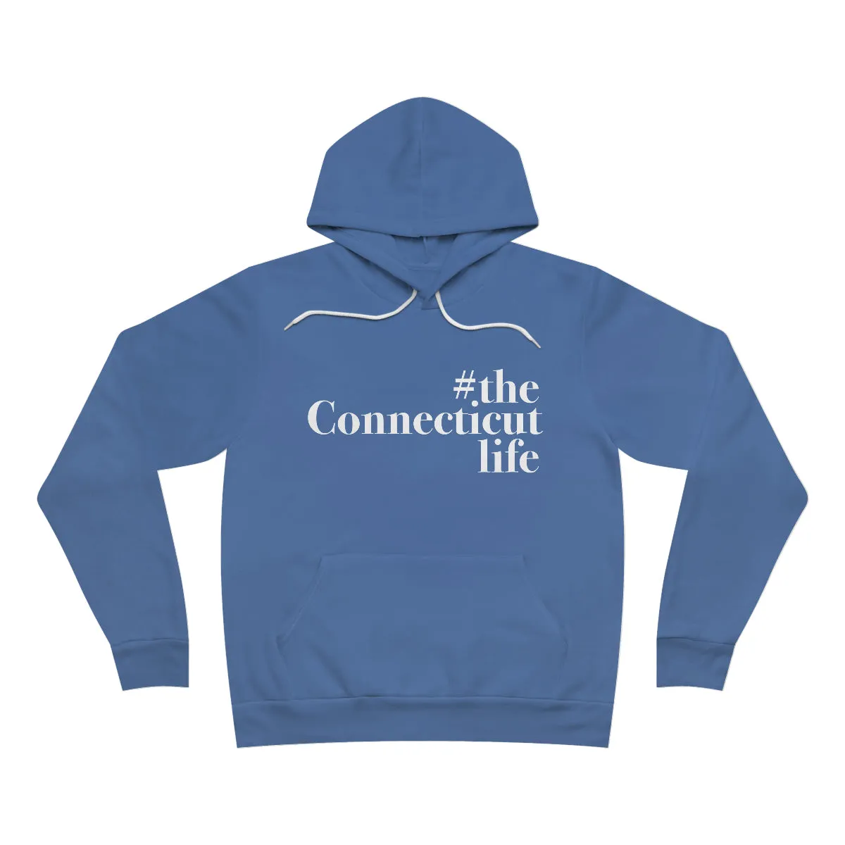 #theconnecticutlife Unisex Sponge Fleece Pullover Hoodie - White Font