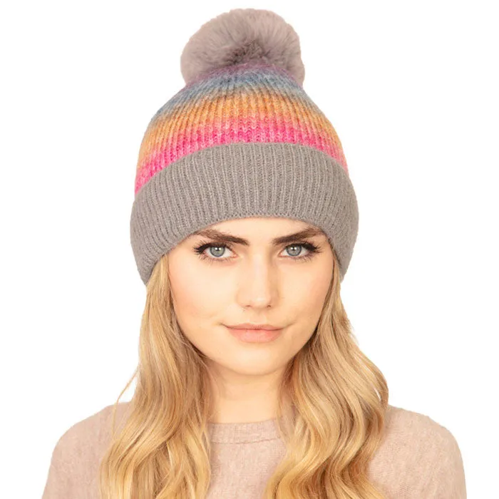 Tie Dye Fleece Pom Pom Beanie Hat