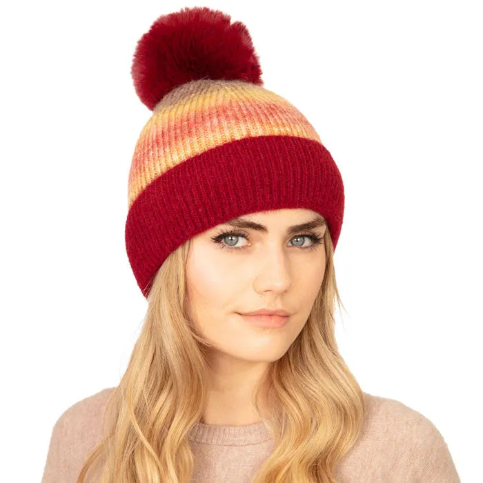 Tie Dye Fleece Pom Pom Beanie Hat