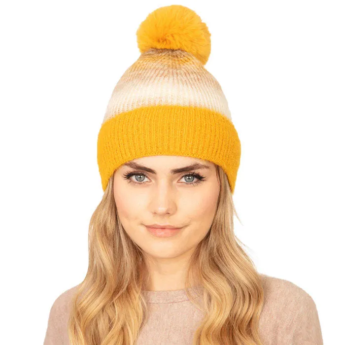 Tie Dye Fleece Pom Pom Beanie Hat