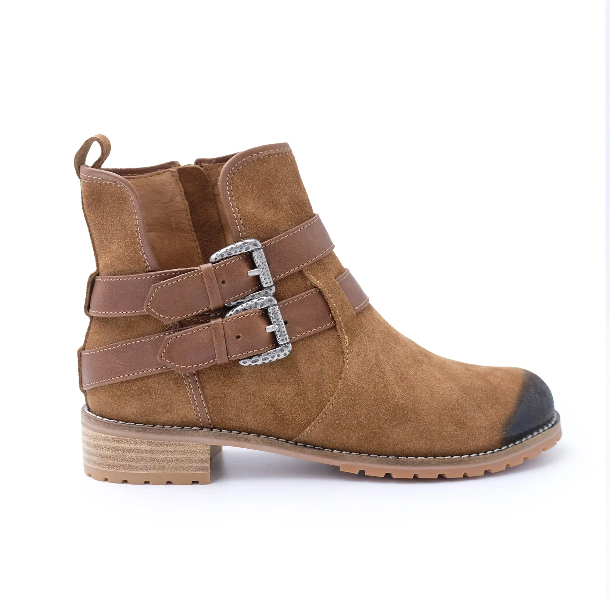 Tyler - Stylish Fashion Sheepskin Boot with Straps and Zip - Genuine Australian Sheepskin [Clearance]