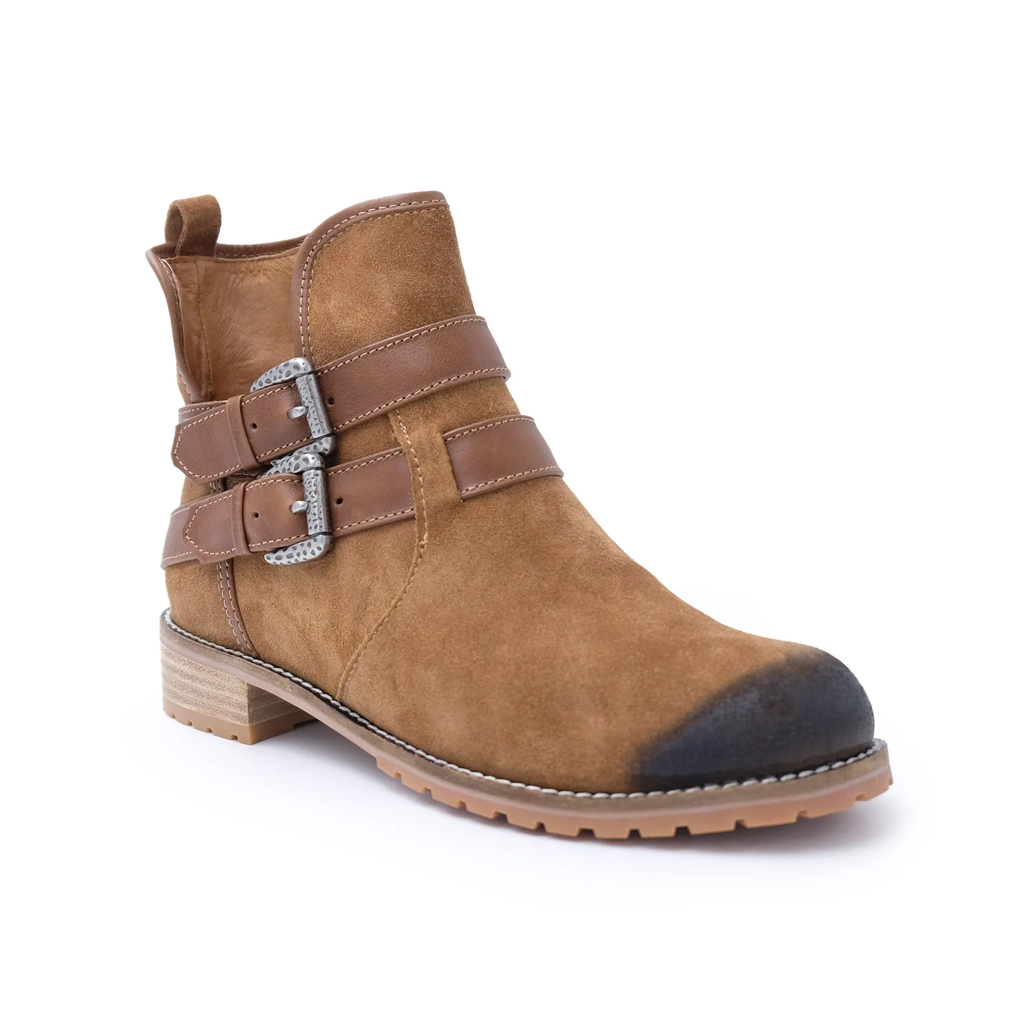 Tyler - Stylish Fashion Sheepskin Boot with Straps and Zip - Genuine Australian Sheepskin [Clearance]