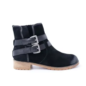 Tyler - Stylish Fashion Sheepskin Boot with Straps and Zip - Genuine Australian Sheepskin [Clearance]