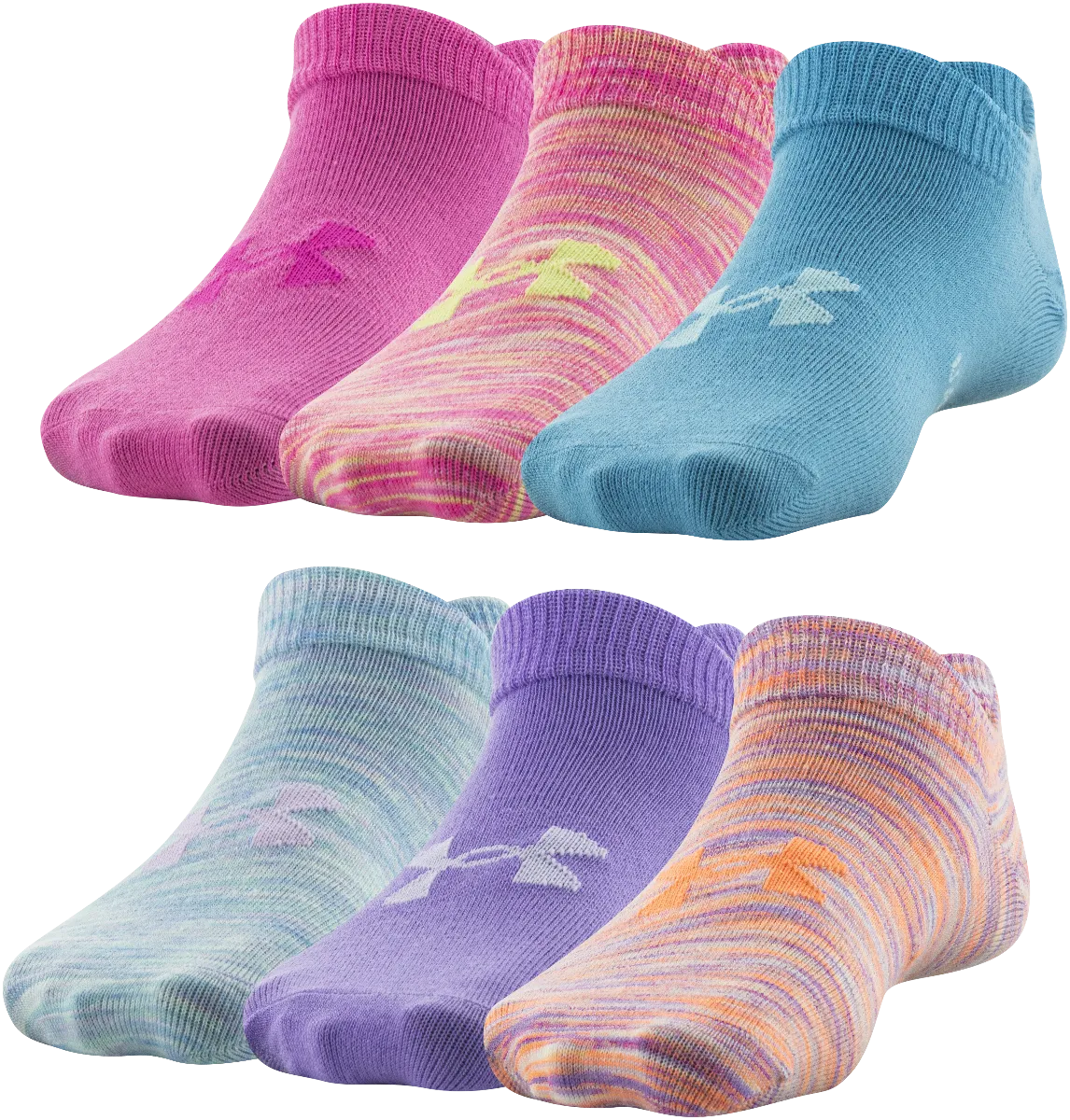 Under Armour Girls' Essential No Show Socks - 6 Pack