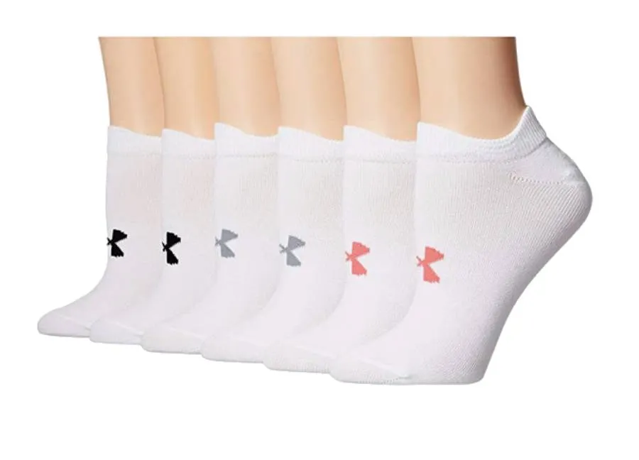 Under Armour Girls' Essential No Show Socks - 6 Pack