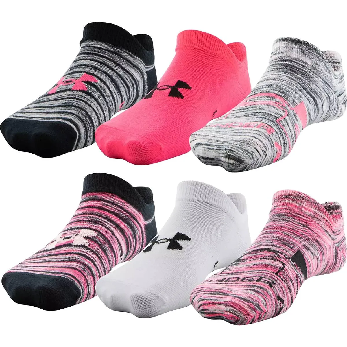 Under Armour Girls' Essential No Show Socks - 6 Pack