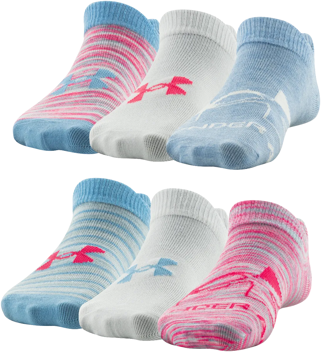 Under Armour Girls' Essential No Show Socks - 6 Pack