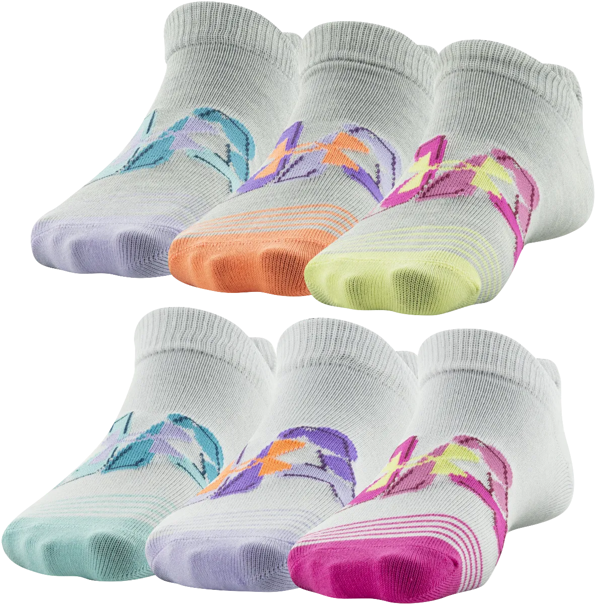 Under Armour Girls' Essential No Show Socks - 6 Pack