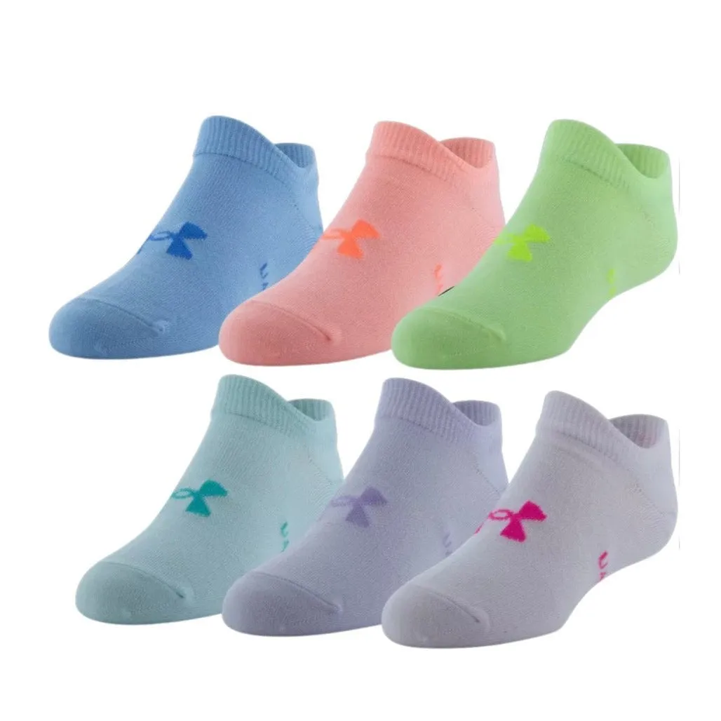 Under Armour Girls' Essential No Show Socks - 6 Pack