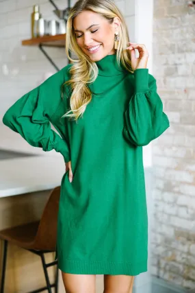 Wherever You Go Kelly Green Turtleneck Sweater Dress