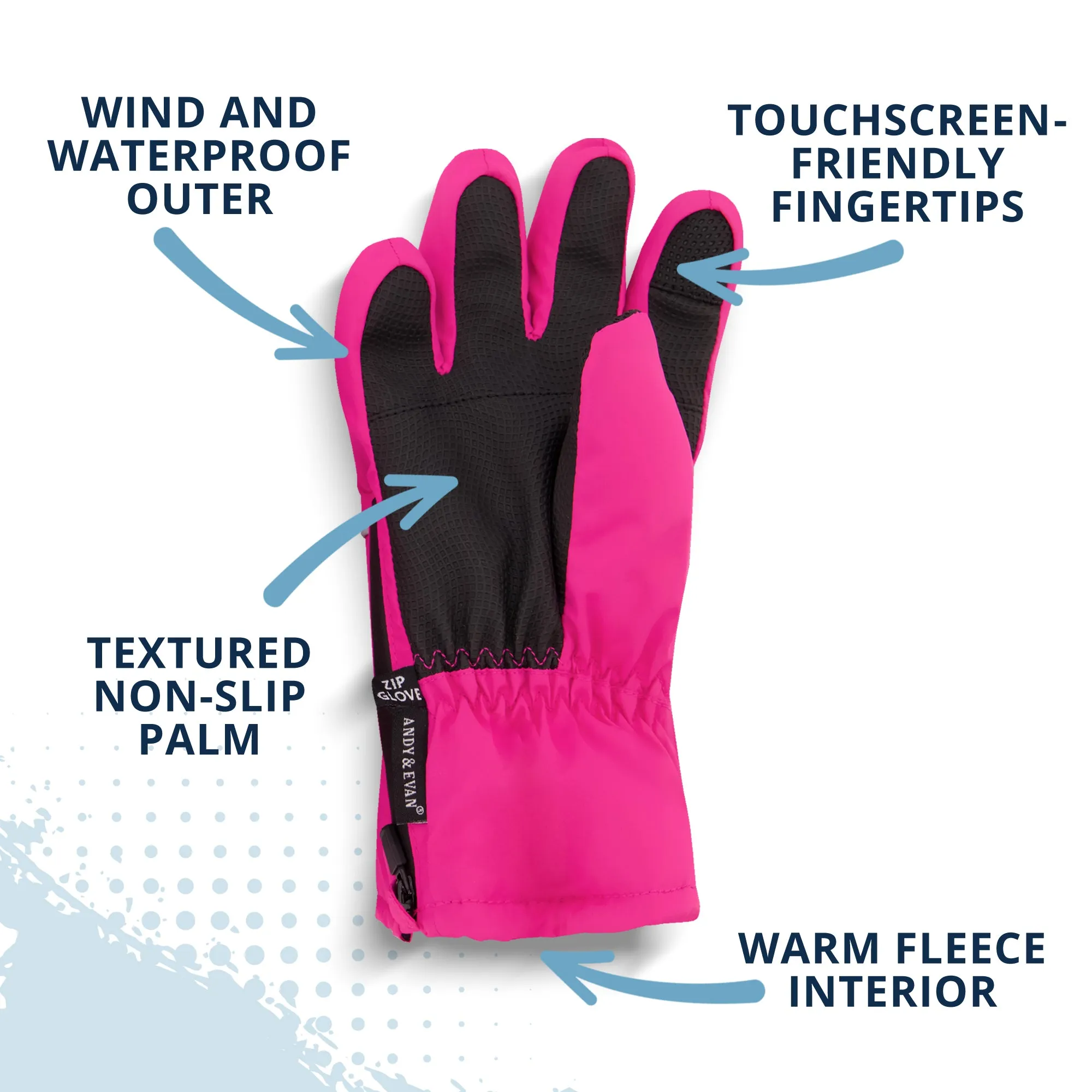 Winter & Ski Glove powered by ZIPGLOVE TECHNOLOGY | Hot Pink