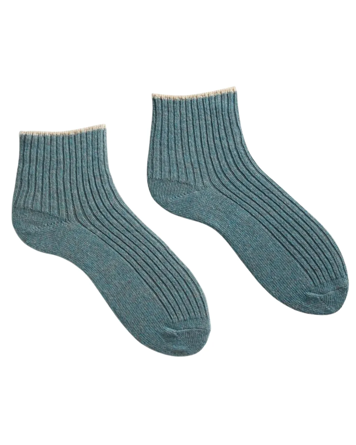 Women's Tipped Rib Wool Cashmere Shortie Socks (Mineral)