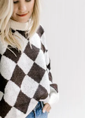 X Brown and White Sweater