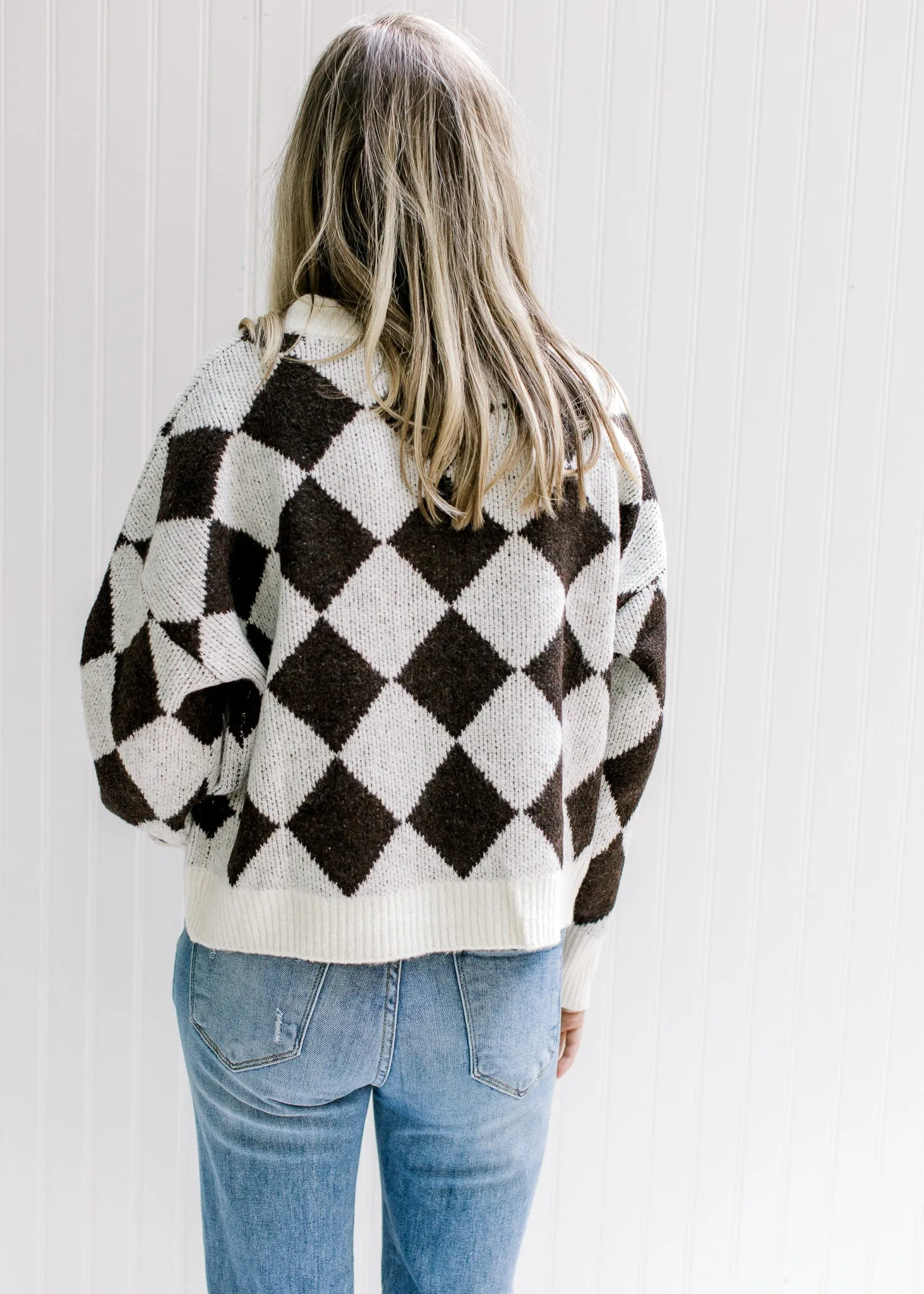 X Brown and White Sweater