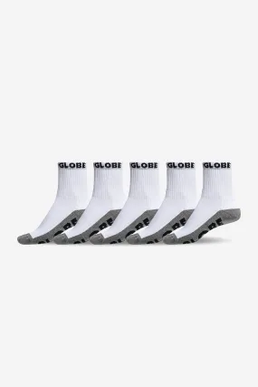 YOUTH QUARTER SOCK 5 Pack - White/Grey